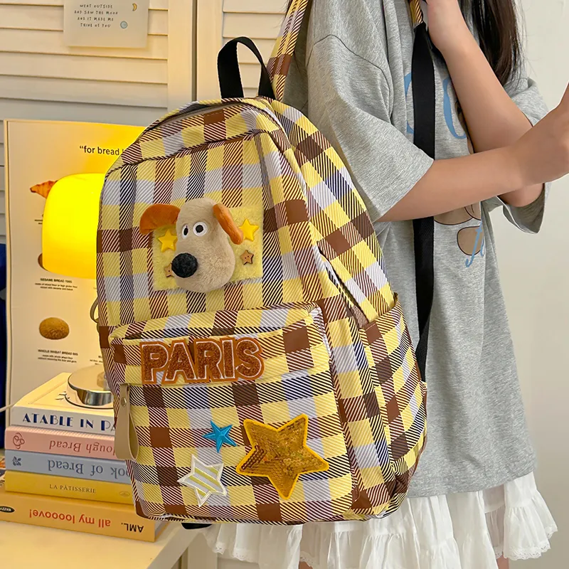 DCLOUD Nylon Fabric Backpack Women's Yellow-2