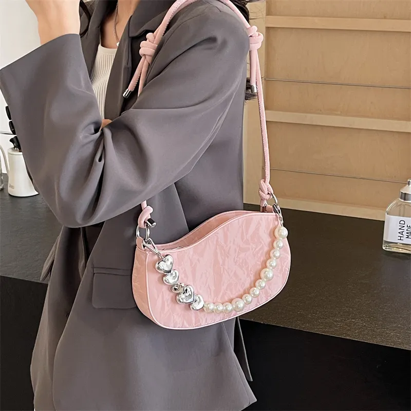 DCLOUD PU Crossbody Bag Shoulder Bag Medium Size Women's White Box/Pink Box-28