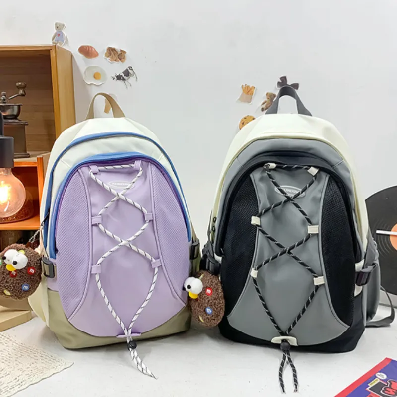 DCLOUD Nylon Backpack Regular Unisex Purple/Black Solid/White-3