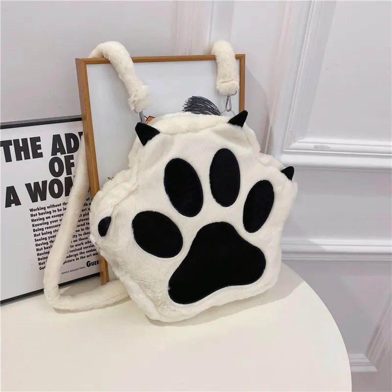 DCLOUD Plush Backpack Women's Black White-4