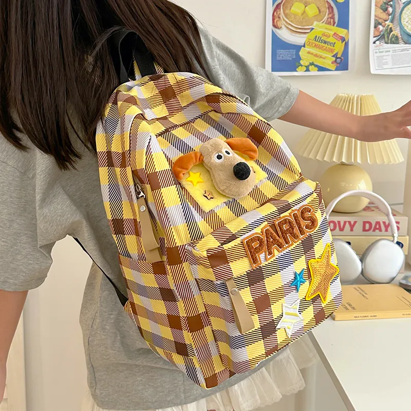 DCLOUD Nylon Fabric Backpack Women's Yellow-6