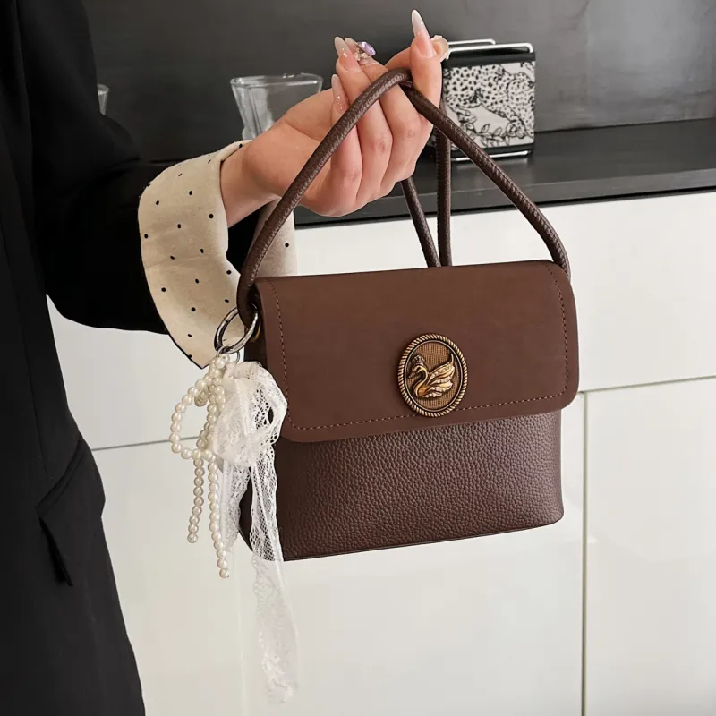 DCLOUD Pu Shoulder Bag, Crossbody Bag Regular Women's Black/Coffee-9