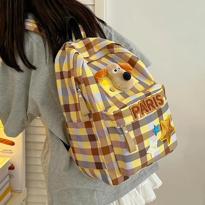 DCLOUD Nylon Fabric Backpack Women's Yellow-7