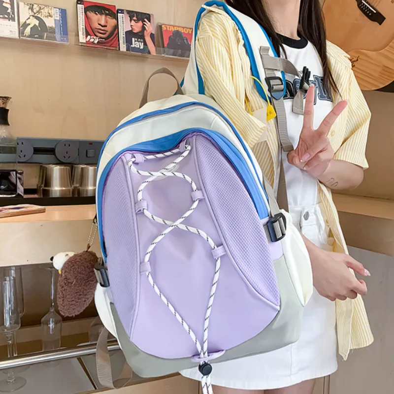 DCLOUD Nylon Backpack Regular Unisex Purple/Black Solid/White-2