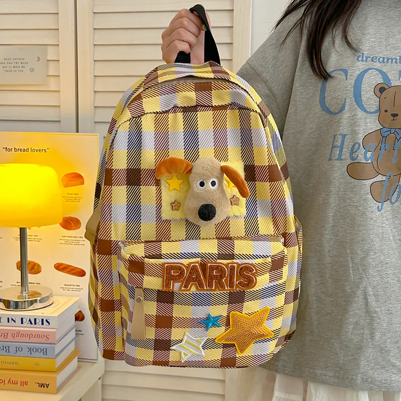 DCLOUD Nylon Fabric Backpack Women's Yellow-5