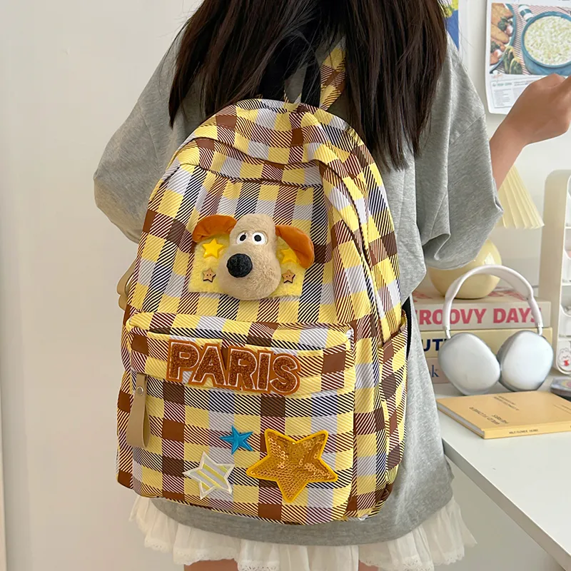 DCLOUD Nylon Fabric Backpack Women's Yellow-10