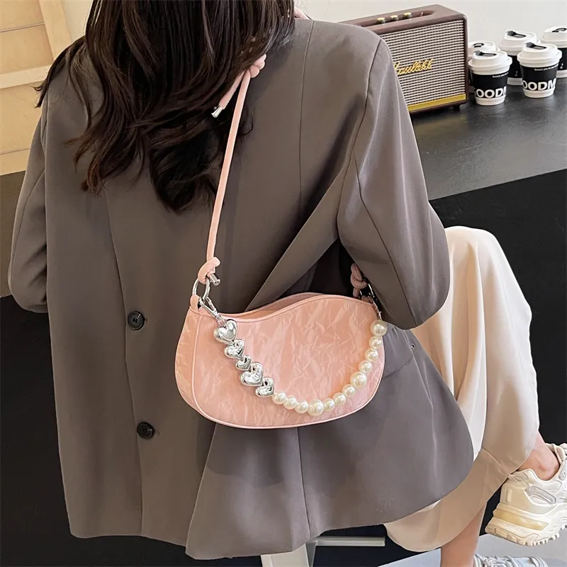 DCLOUD PU Crossbody Bag Shoulder Bag Medium Size Women's White Box/Pink Box-29