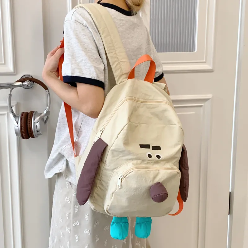 DCLOUD Nylon Fabric Backpack Unisex Gray Green-2