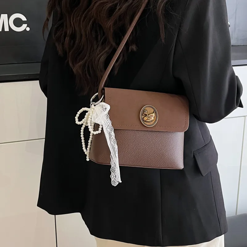 DCLOUD Pu Shoulder Bag, Crossbody Bag Regular Women's Black/Coffee-8