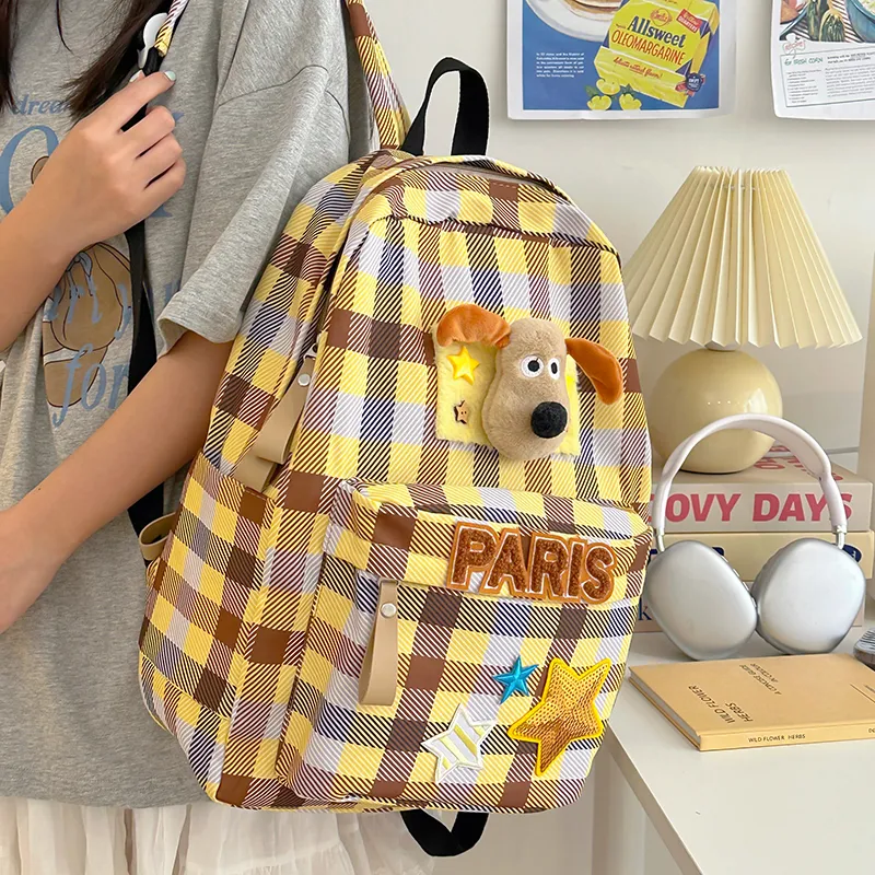 DCLOUD Nylon Fabric Backpack Women's Yellow-12