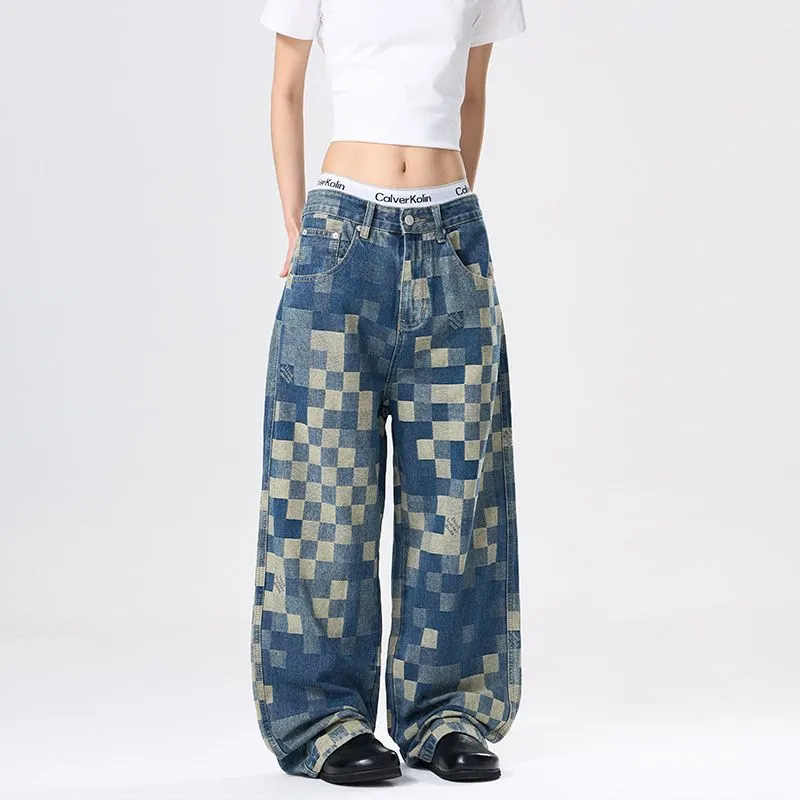 BENGEN Jeans Unisex Checkerboard Blue-1