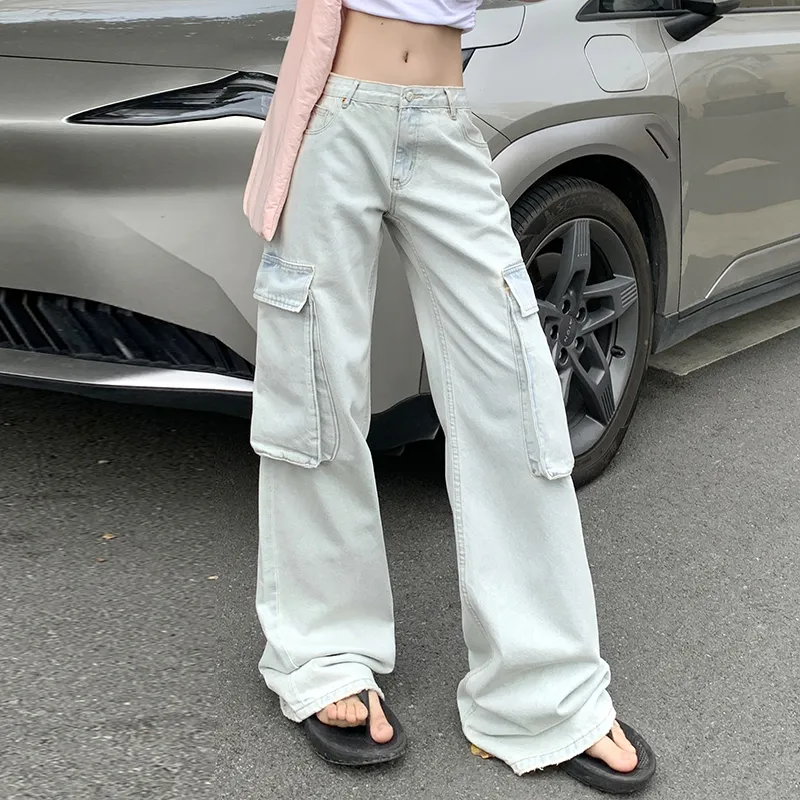 BENGEN Cargo Pants Unisex White-8
