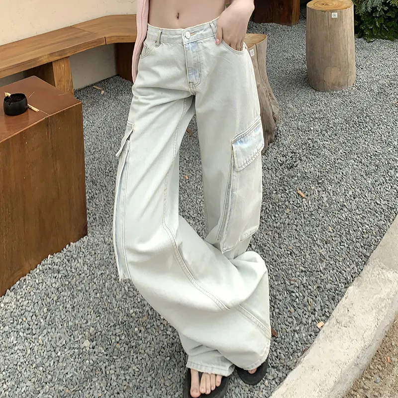 BENGEN Cargo Pants Unisex White-7