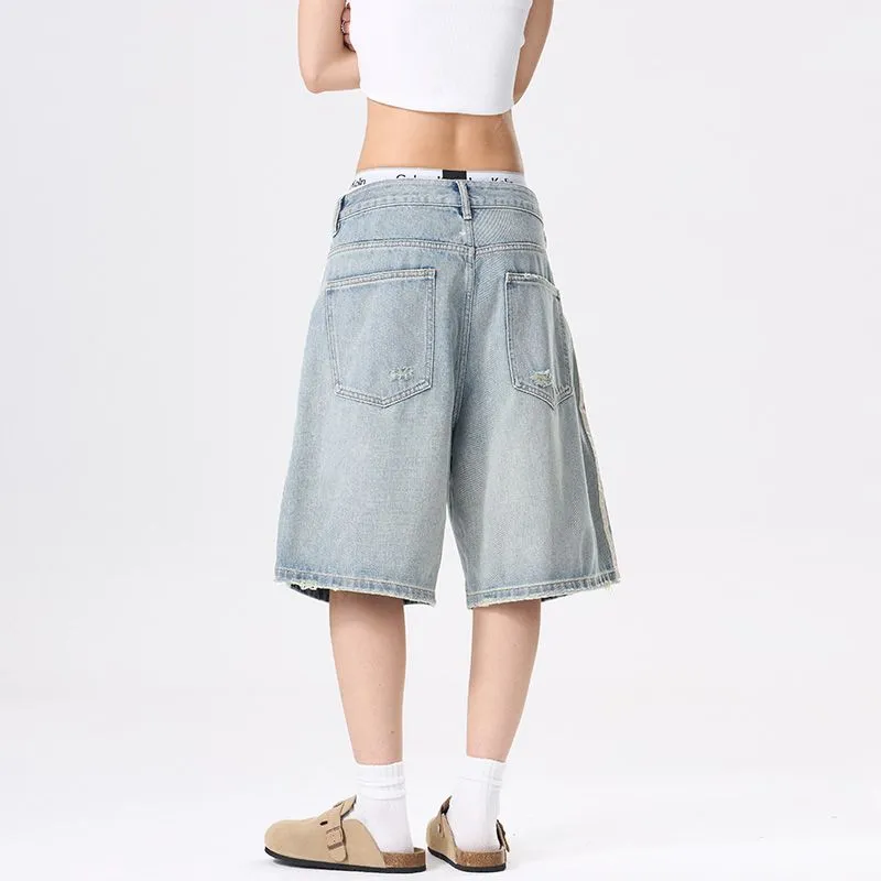 BENGEN Denim Shorts Unisex Light Blue-1