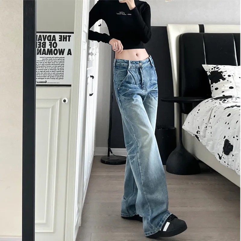 BENGEN Jeans Unisex Crackle Light Blue-5