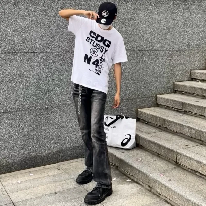 BENGEN Jeans Unisex Black Gray Color-6
