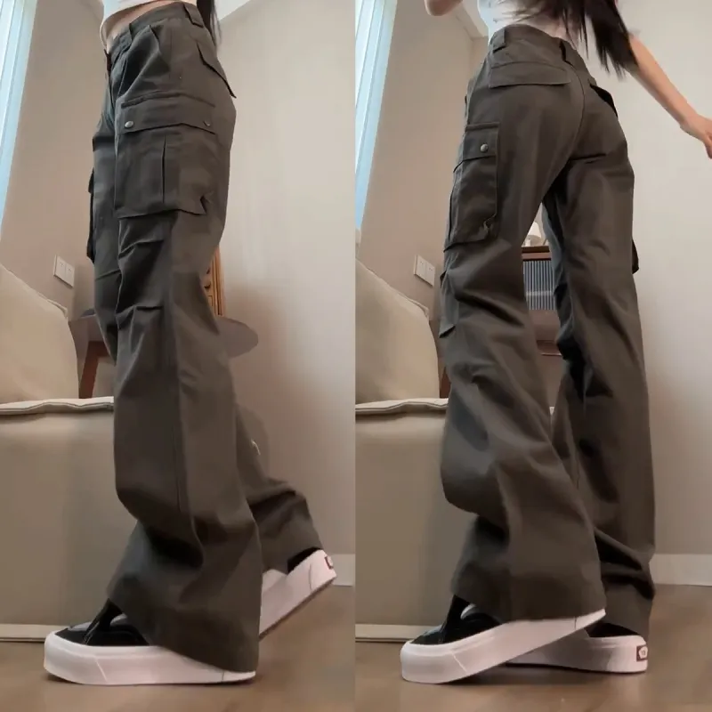 BENGEN Cargo Pants Women's Brown Gray-4