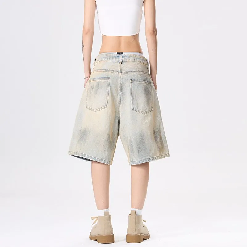BENGEN Denim Shorts Unisex Light Blue-2