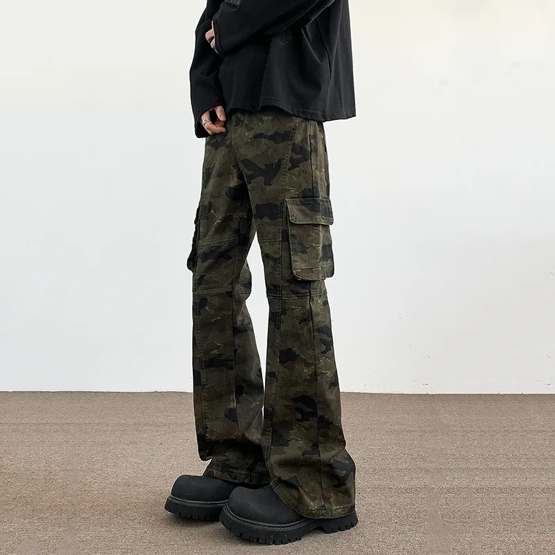 BENGEN Bootcut Cargo Pants Unisex Camouflage-1