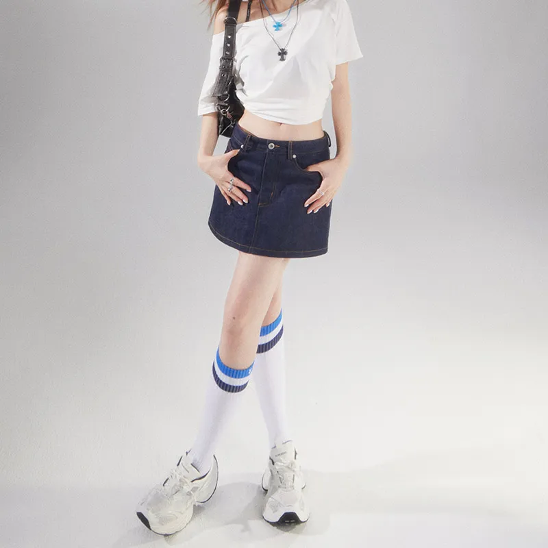 BENGEN Denim Short Skirts Women's-3