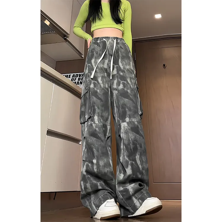 BENGEN Casual Pants Unisex Tie Dye Camouflage-0
