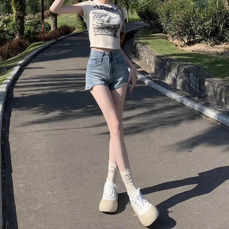 BENGEN Denim Shorts Women's-17