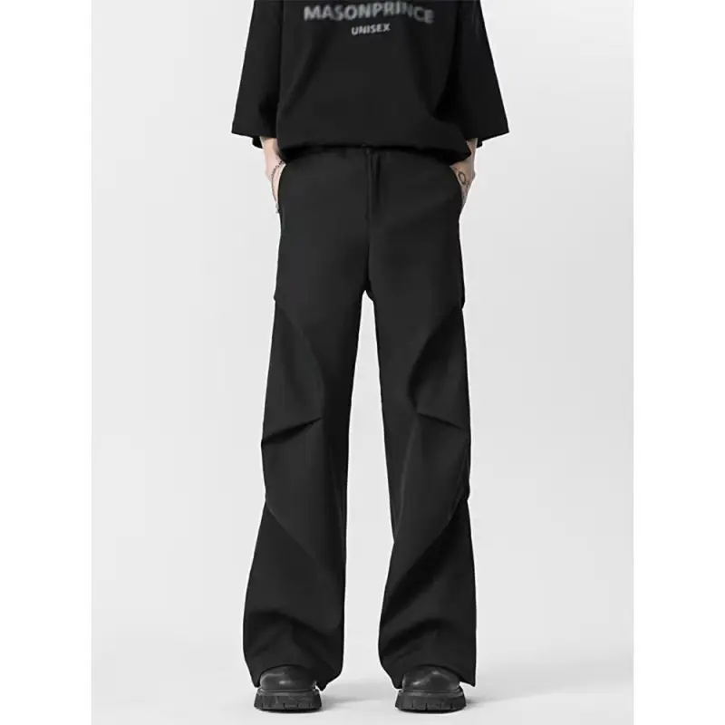 BENGEN Casual Pants Unisex Black-5