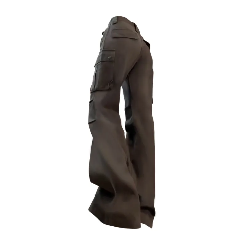 BENGEN Cargo Pants Women's Brown Gray-2