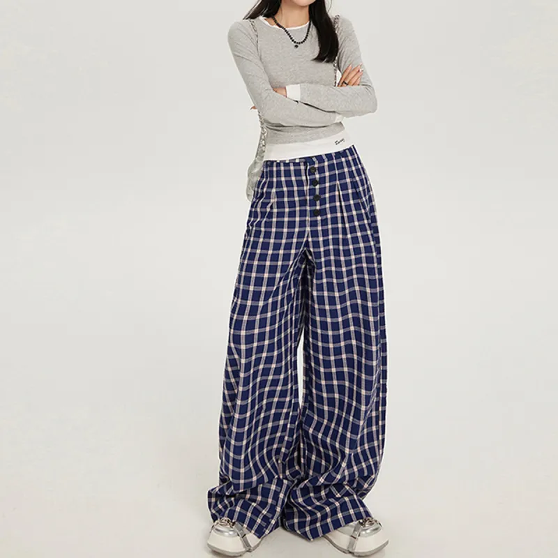 BENGEN Casual Pants Women's Blue-2
