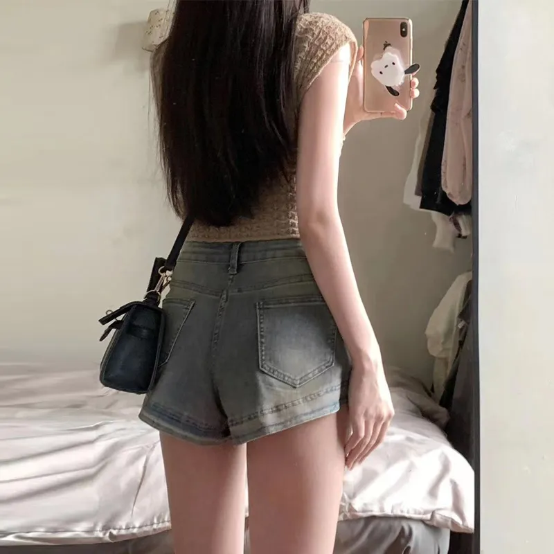 BENGEN Denim Shorts Women's Blue-6