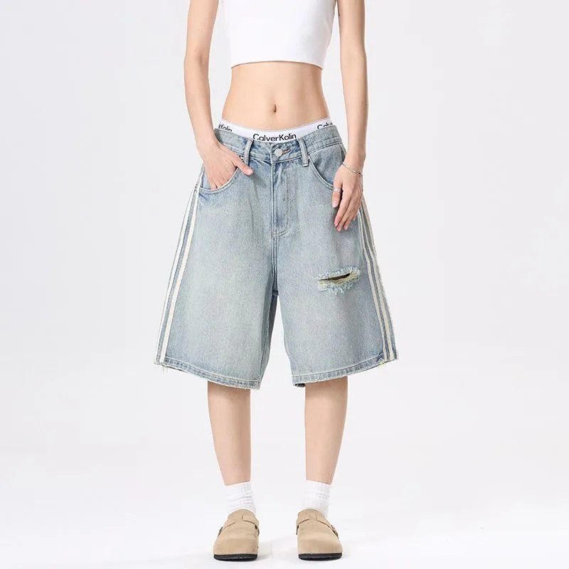 BENGEN Denim Shorts Unisex Light Blue-4