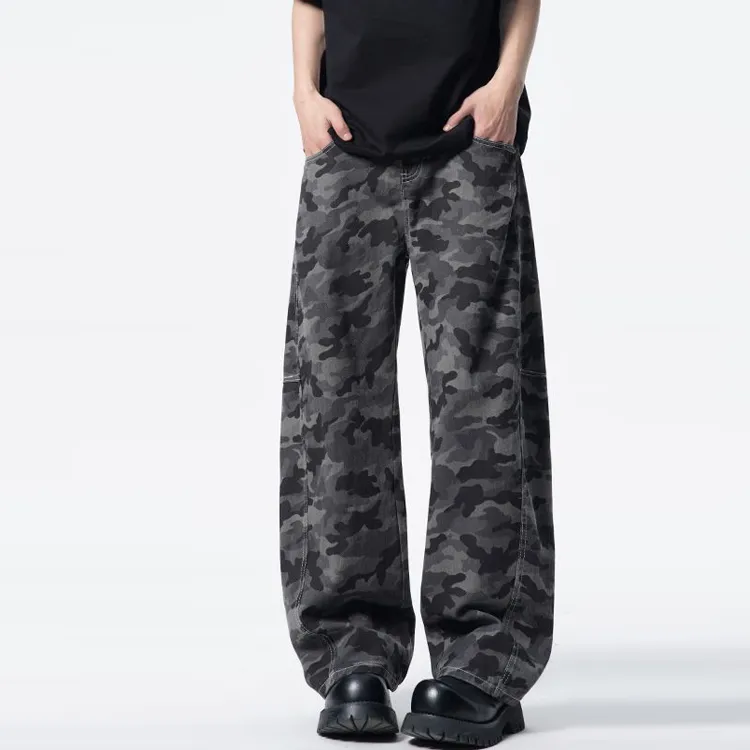 BENGEN Cargo Pants Unisex Camouflage Gray-1