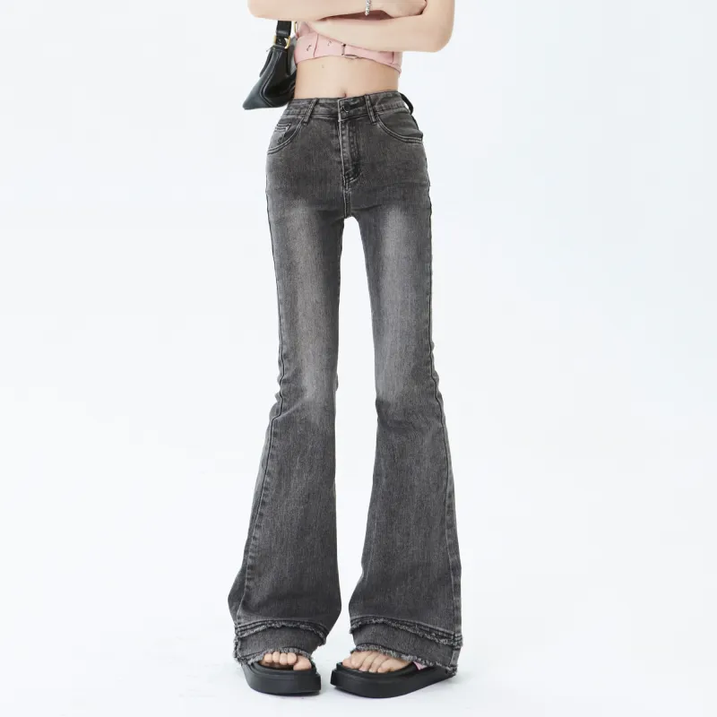 BENGEN Jeans Women's Black Gray-6