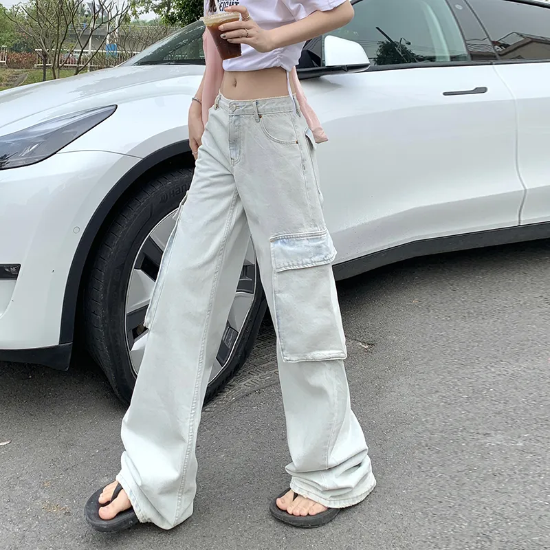 BENGEN Cargo Pants Unisex White-4