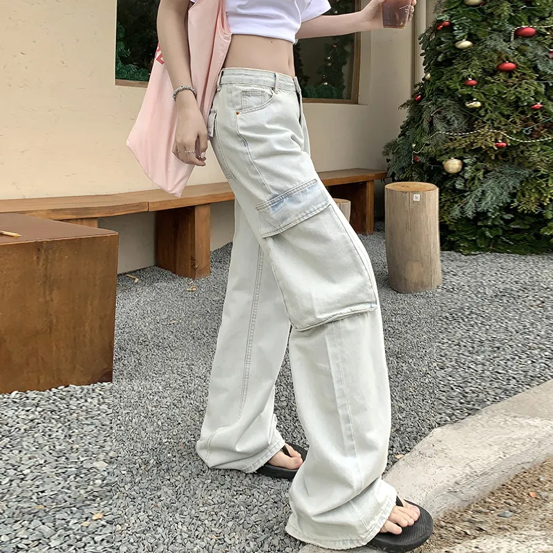 BENGEN Cargo Pants Unisex White-3