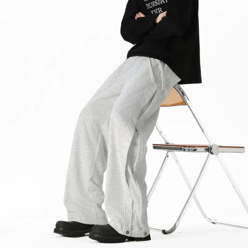 BENGEN Casual Pants Unisex White Heather Gray-5