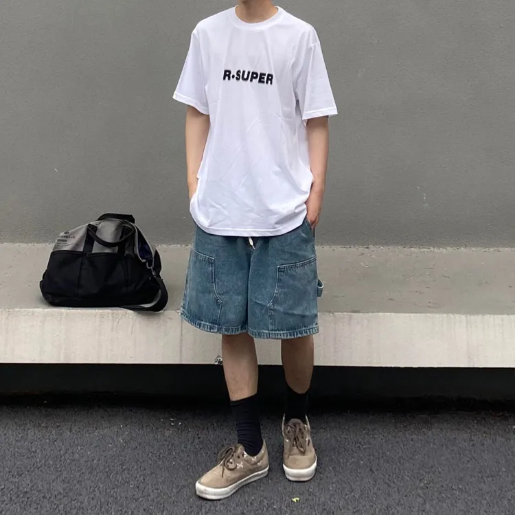 BENGEN Denim Shorts Unisex Blue-1