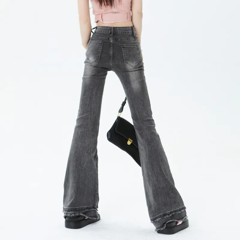 BENGEN Jeans Women's Black Gray-5