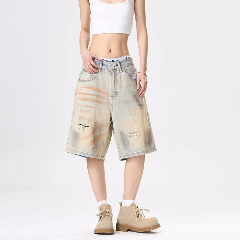BENGEN Denim Shorts Unisex Light Blue-3