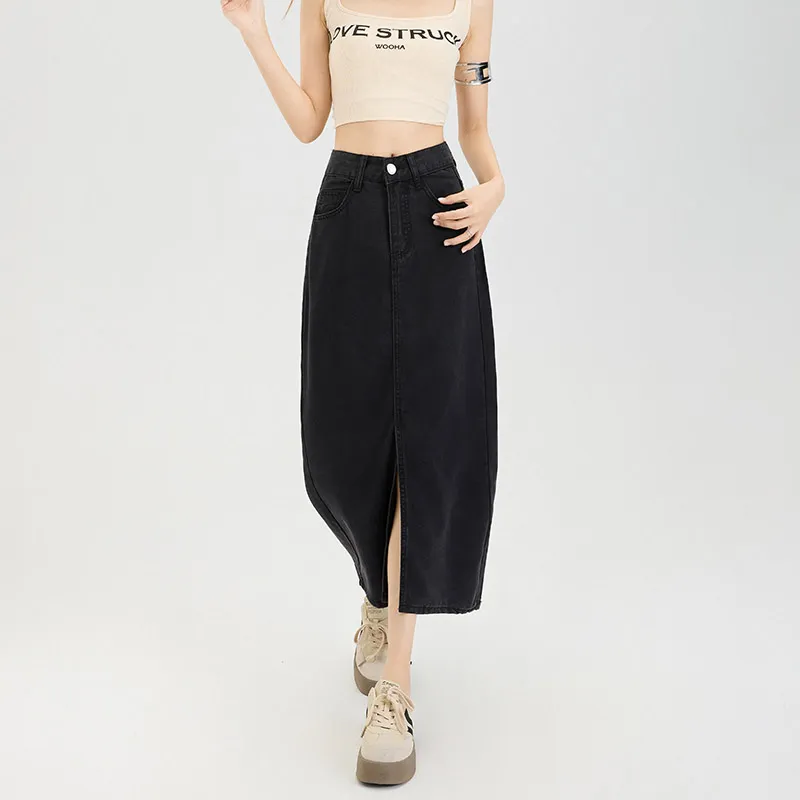 BENGEN Denim Long Skirt Women's-4