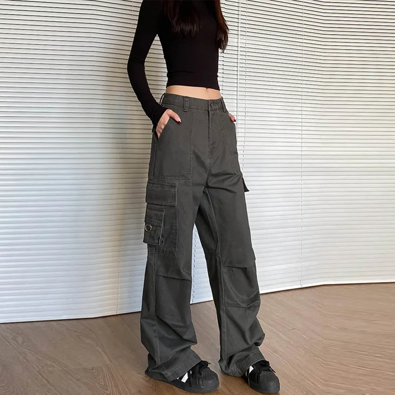 BENGEN Casual Pants Women's Gray-1