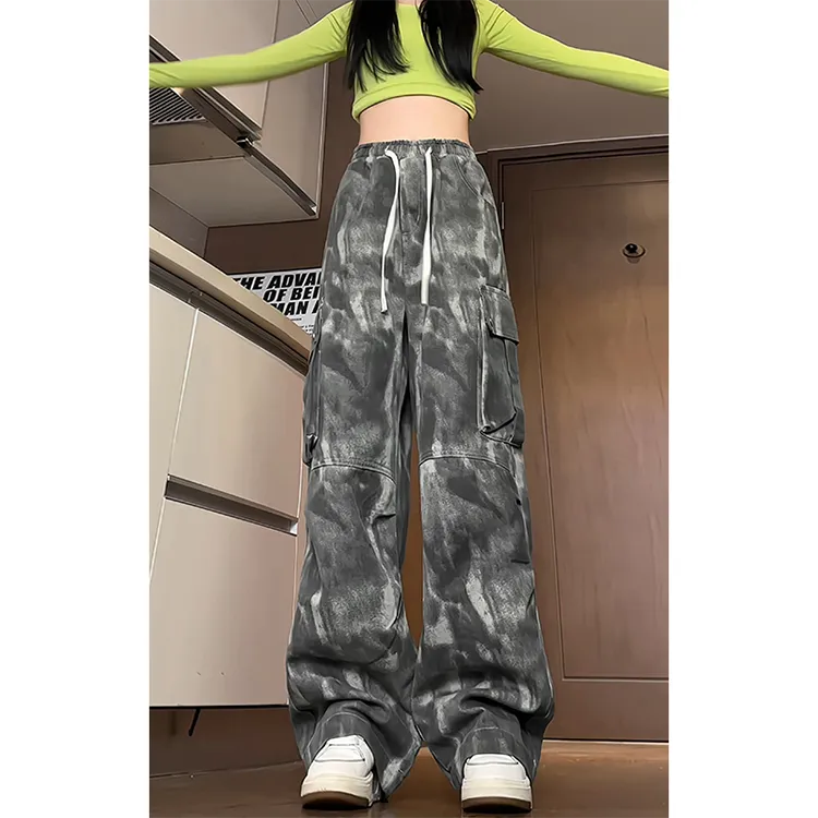 BENGEN Casual Pants Unisex Tie Dye Camouflage-1