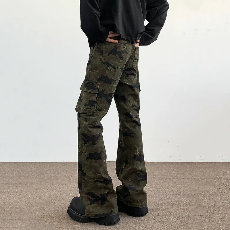 BENGEN Bootcut Cargo Pants Unisex Camouflage-2