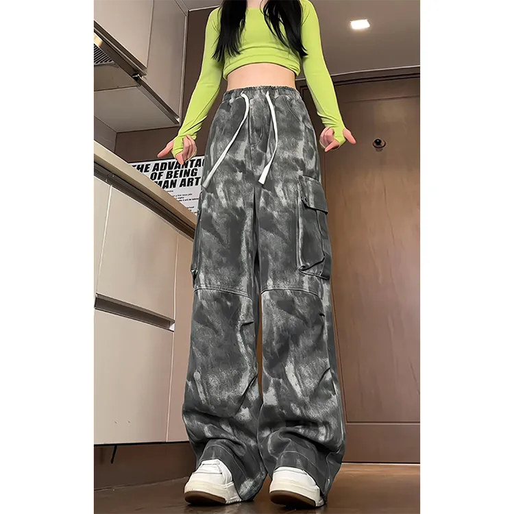 BENGEN Casual Pants Unisex Tie Dye Camouflage-2