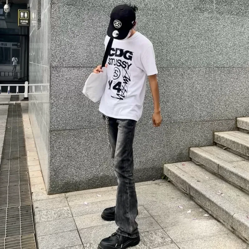 BENGEN Jeans Unisex Black Gray Color-4