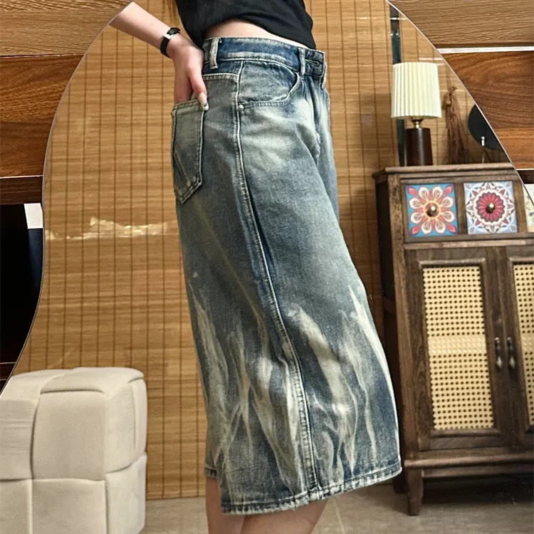 BENGEN Denim Shorts Unisex Blue-4