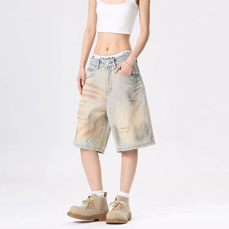 BENGEN Denim Shorts Unisex Light Blue-4