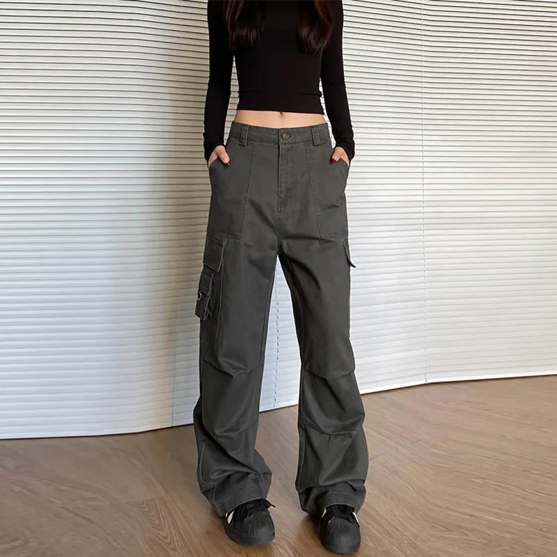 BENGEN Casual Pants Women's Gray-3