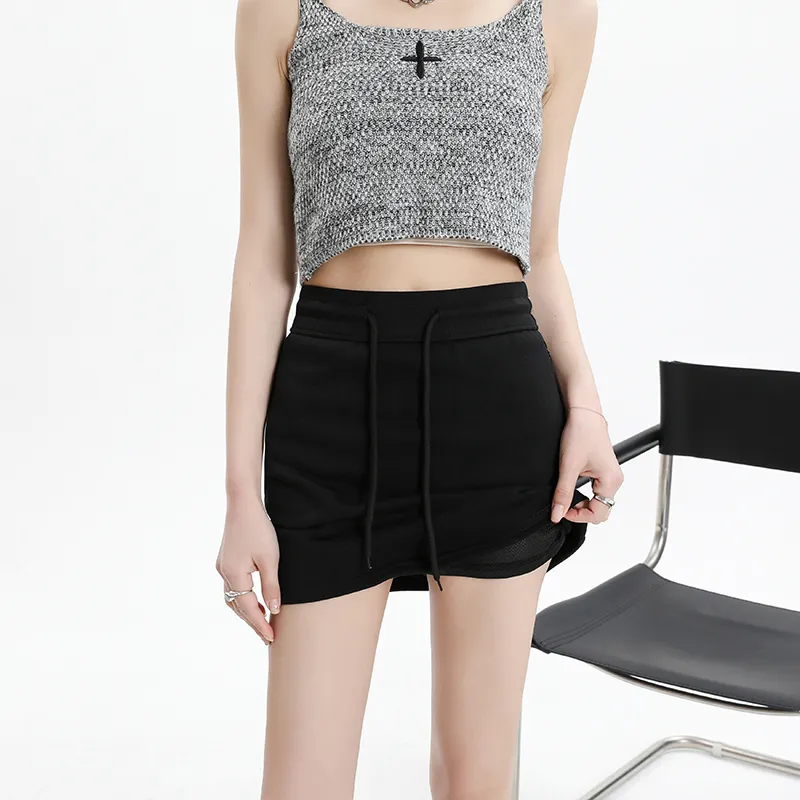 BENGEN Sweet And Spicy Drawstring Sports Casual Short Skirts Women's-17
