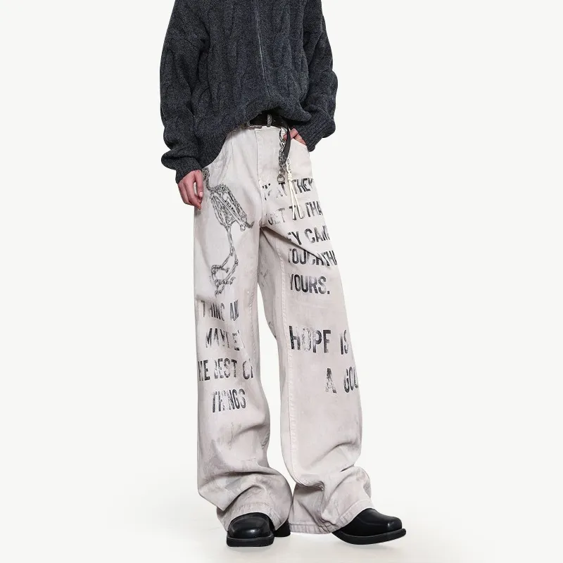 BENGEN Jeans Unisex White-2